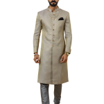 Stunning Golden-Grey Banarasi Brocade Achkan for Men | Father-Son Combo | Grooms & Weddings | Jaipurio